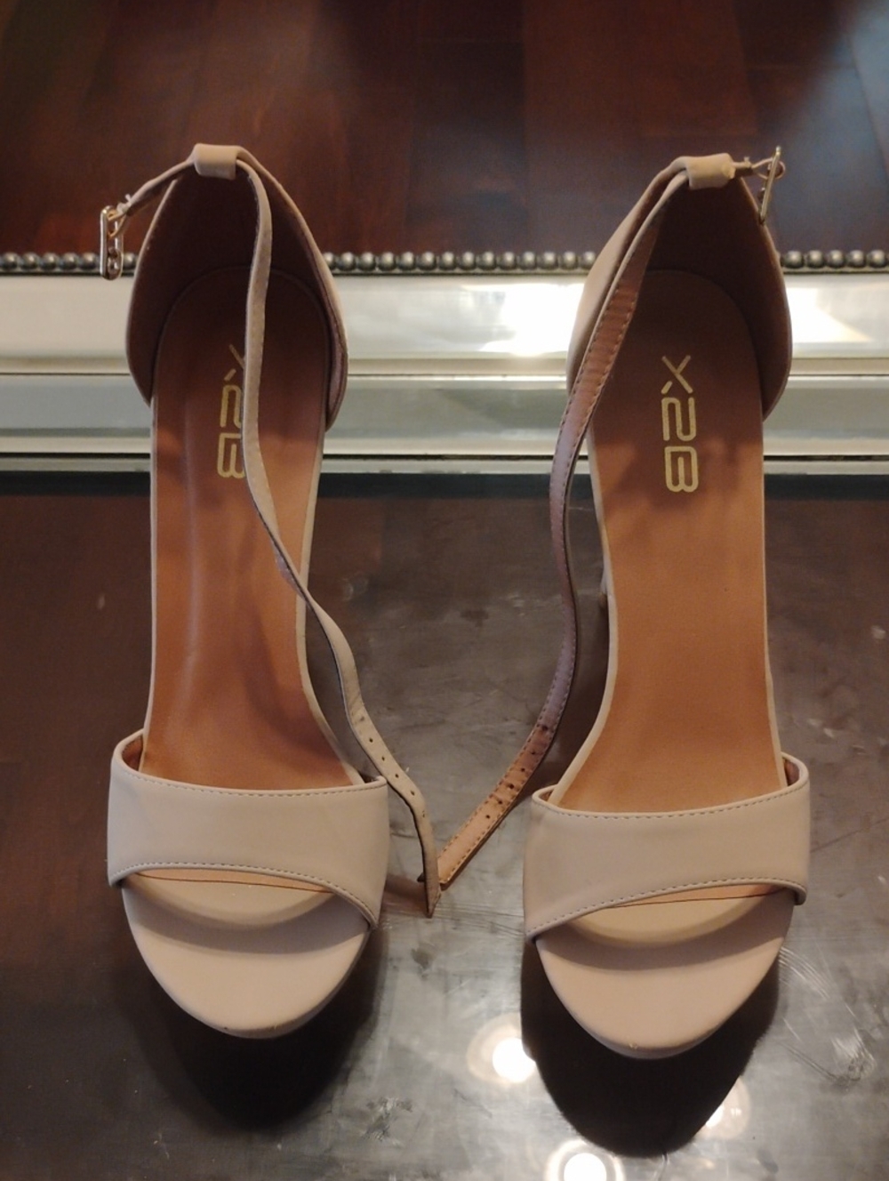 X2 Women's Neutral Ankle-Strap Block Heels - Blush